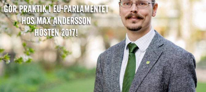 Praktik hos Miljöpartiet i EU-parlamentet för Max Andersson Praktik hos Miljöpartiet i EU-parlamentet för Max Andersson