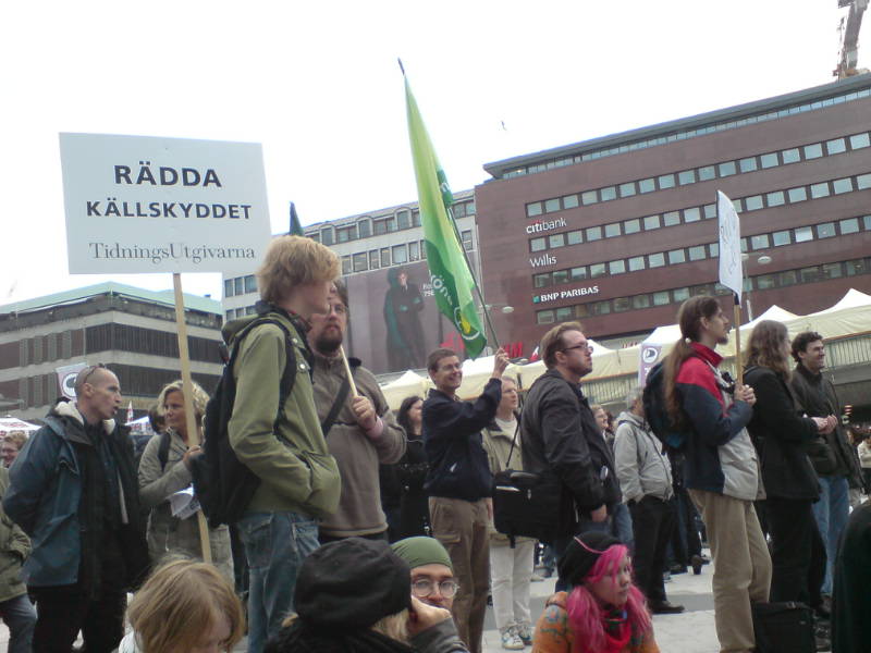 Demonstration mot FRA-lagen i Stockholm